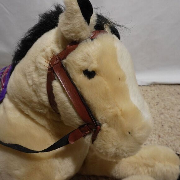 Saddle Club Large Realistic Horse Plush 28" Light Brown Tan Black Starlight‎ VTG - Picture 10 of 15